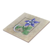 C voor Columbinebloemmonogram Tegeltje (Zijkant)