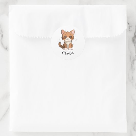 C voor katten ronde sticker (Tas)