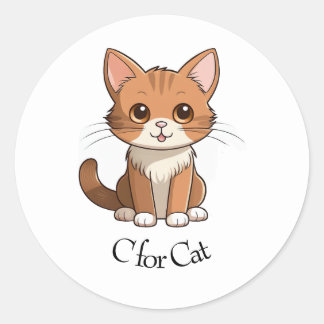 C voor katten ronde sticker