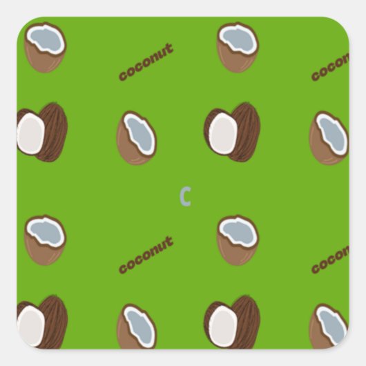 C voor kokosgroen vierkante sticker (Voorkant)