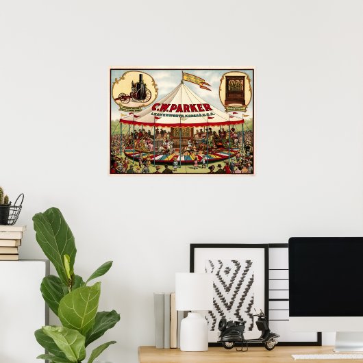 C.W. Parker Steam Riding Gallery Poster (Thuiskantoor)