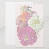 c_ZinniaMixedColorsZinnia Bouquet gemengd huwelijk Briefpapier (Voorkant / Achterkant)