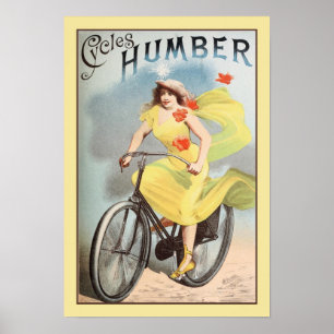 ca. 1890  fietsen, fietsen en komkommers poster