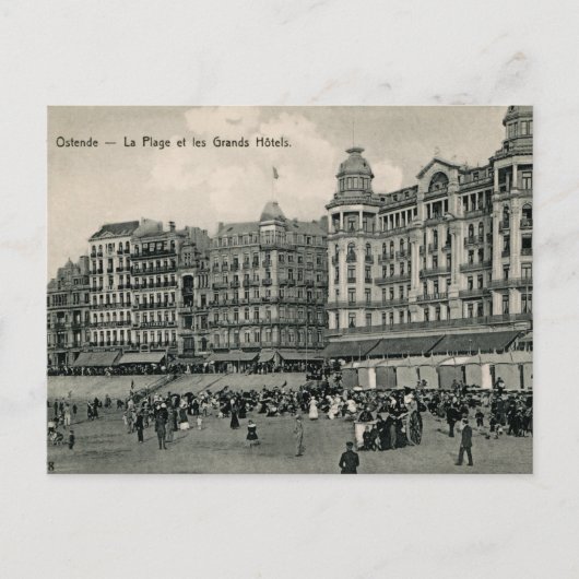 ca. 1900 Ostend Beach and Grands Hotels Briefkaart (Voorkant)