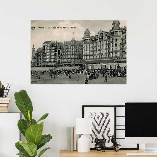 ca. 1900 Ostend Beach and Grands Hotels Poster (Thuiskantoor)