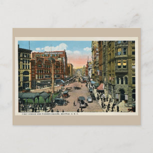 ca. 1900 Seattle First Avenue en Pioneer Square Po Briefkaart