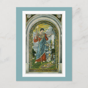 ca 1910, Minerva Mosaic bij de bibliotheek van het Briefkaart