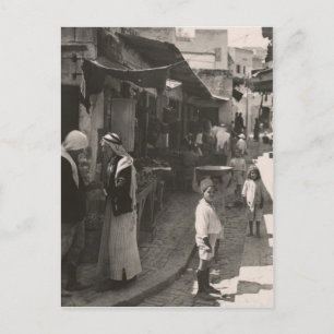 ca 1935 Street in Nazareth, groentenmarkt Briefkaart