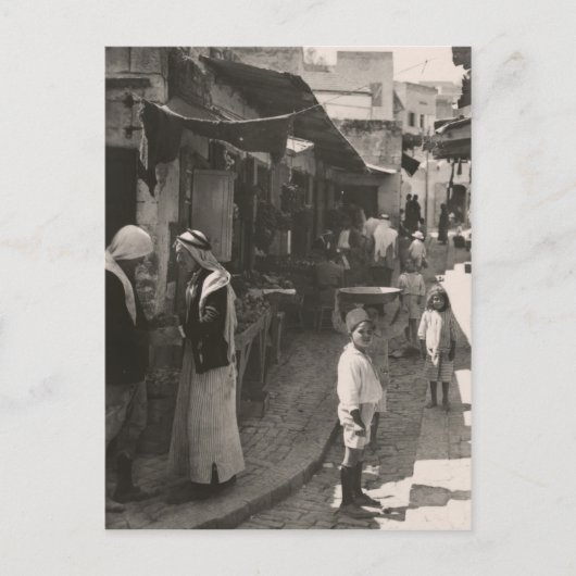 ca 1935 Street in Nazareth, groentenmarkt Briefkaart (Voorkant)