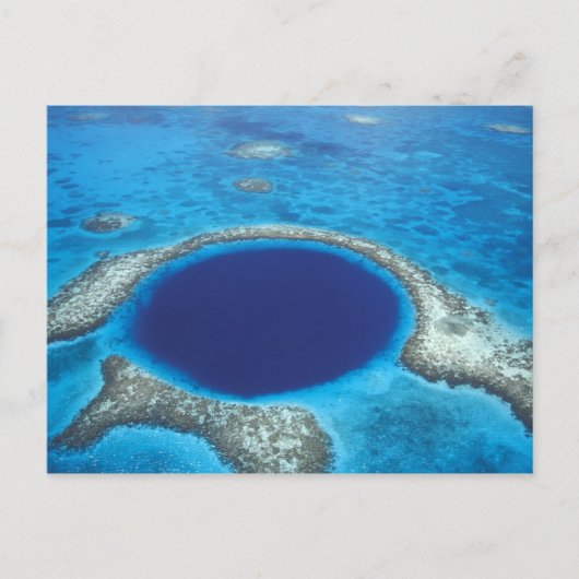 CA, Belize. Luchtbeeld van Blue Hole (diameter Briefkaart (Voorkant)