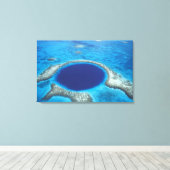 CA, Belize. Luchtbeeld van Blue Hole (diameter Canvas Afdruk (Insitu (Houten vloer))