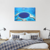 CA, Belize. Luchtbeeld van Blue Hole (diameter Canvas Afdruk (Insitu (Slaapkamer))