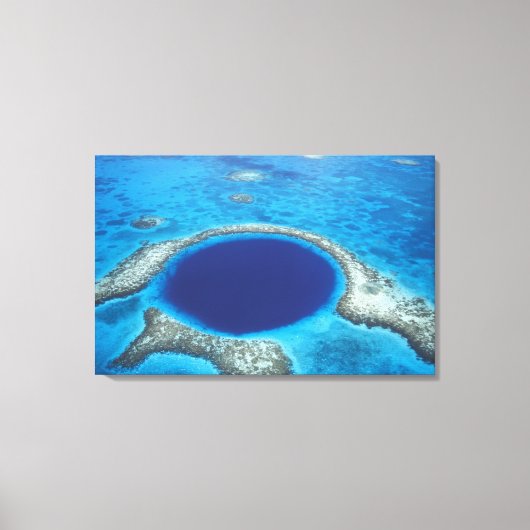 CA, Belize. Luchtbeeld van Blue Hole (diameter Canvas Afdruk (Voorkant)