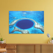 CA, Belize. Luchtbeeld van Blue Hole (diameter Canvas Afdruk (Insitu (Woonkamer))