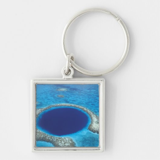 CA, Belize. Luchtbeeld van Blue Hole (diameter Sleutelhanger (Voorkant)