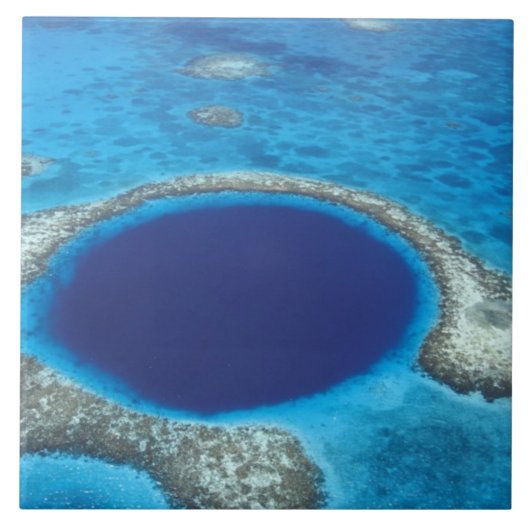 CA, Belize. Luchtbeeld van Blue Hole (diameter Tegeltje (Voorkant)