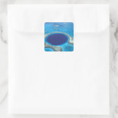 CA, Belize. Luchtbeeld van Blue Hole (diameter Vierkante Sticker (Tas)
