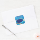 CA, Belize. Luchtbeeld van Blue Hole (diameter Vierkante Sticker (Envelop)