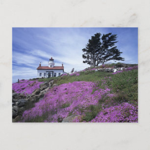 CA, Crescent City, vuurtoren Battery Point met Briefkaart