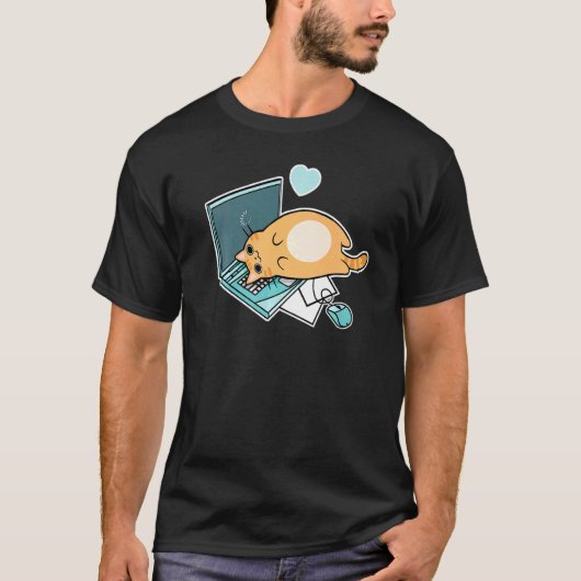 Ca Cute Laptop Cat T-shirt (Voorkant)