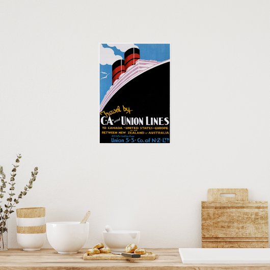 CA- en Unielijnen -  scheepsreclame Poster (Keuken)