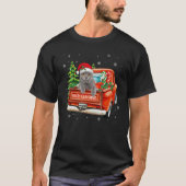 Ca Gray Cat Ride Red Truck Christmas Cat  Pajama T-shirt (Voorkant)