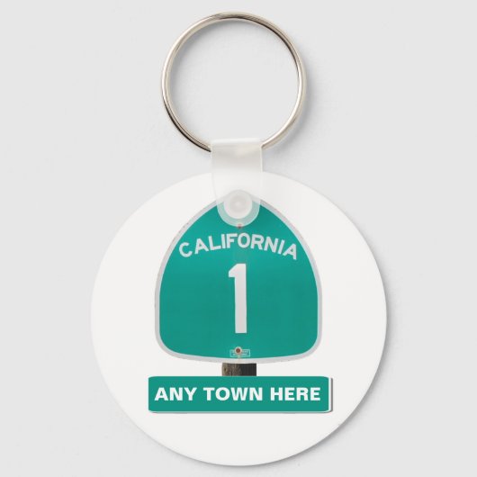 CA Highway 1 "Any Town here"-Sleutelhanger Sleutelhanger (Voorkant)