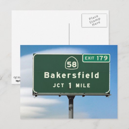 CA Highway 58 Bakersfield Junction Briefkaart (Voorkant / Achterkant)