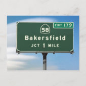 CA Highway 58 Bakersfield Junction Briefkaart (Voorkant)