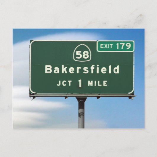 CA Highway 58 Bakersfield Junction Briefkaart (Voorkant)