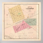  CA-kaart van Livermore (1878) Poster (Voorkant)