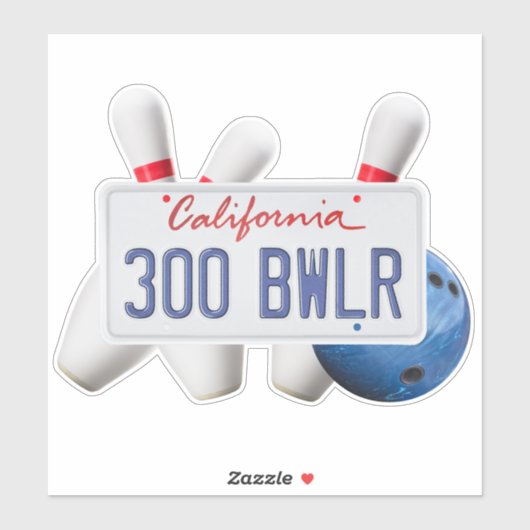 CA-licentie 300 Bowler, Bowling Ball & Pins, Vinyl Sticker (Vel)
