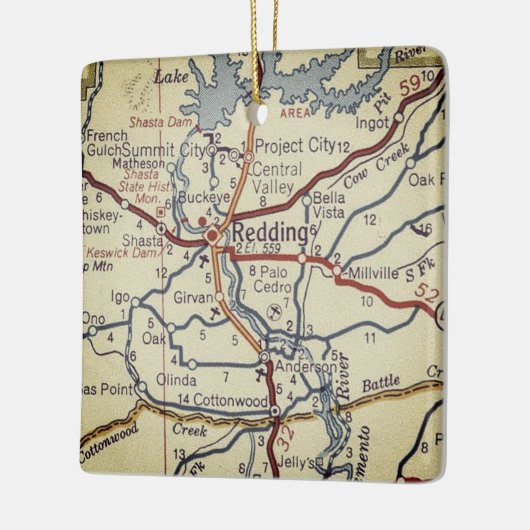 CA  map uitzenden Keramisch Ornament (Links)