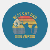Ca Men Cat Dad Ever Funny Cat Lover Gift  Ronde Sticker (Voorkant)