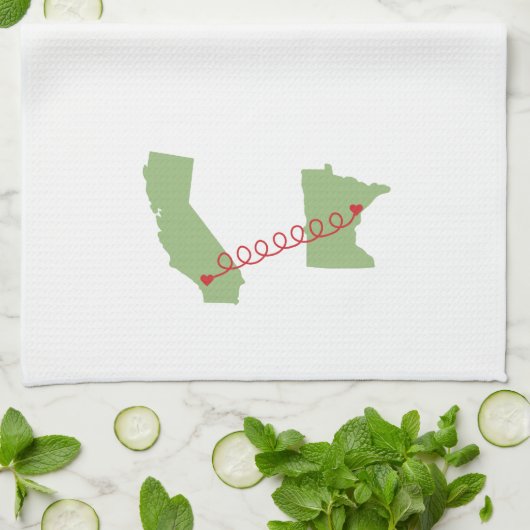 CA naar MN ~ Hearts Connected Towel Theedoek (Gevouwen)