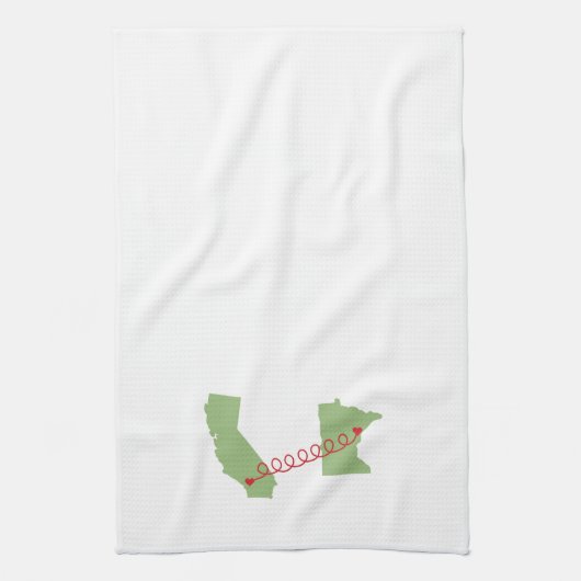 CA naar MN ~ Hearts Connected Towel Theedoek (Verticaal)