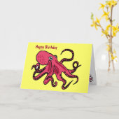 CA- Octopus Verjaardag Cartoon Verjaardag Kaart (Gele Bloem)