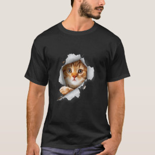 Ca Oranje Kat Kat Gescheurde Stof Kitten T-shirt