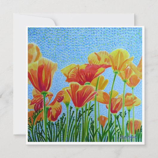 CA Poppy Waterverf Flat Notecard Notitiekaartje (Voorkant)