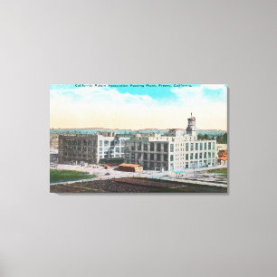 CA Raisin Association Packing Plant Canvas Afdruk