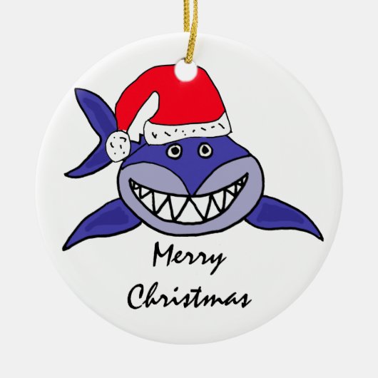 CA- Shark in een kerstversiering met Kerstmis in S Keramisch Ornament (Voorkant)