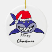 CA- Shark in een kerstversiering met Kerstmis in S Keramisch Ornament (Achterkant)