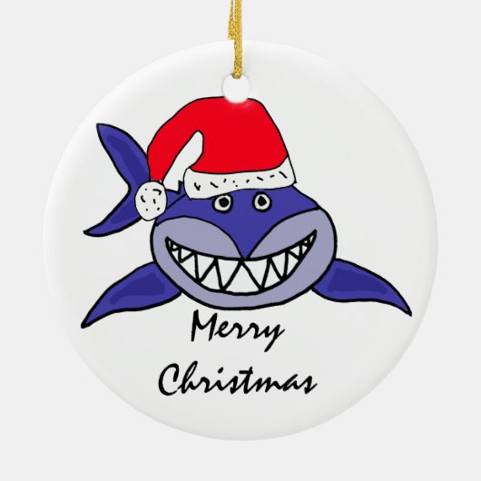 CA- Shark in een kerstversiering met Kerstmis in S Keramisch Ornament (Achterkant)