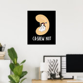 Ca-shew Funny Sneezing Cashew Nut Pun Dark BG Poster (Thuiskantoor)