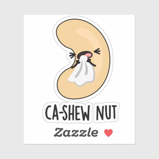 Ca-shew Funny Sneezing Cashew Nut Pun Sticker (Vel)