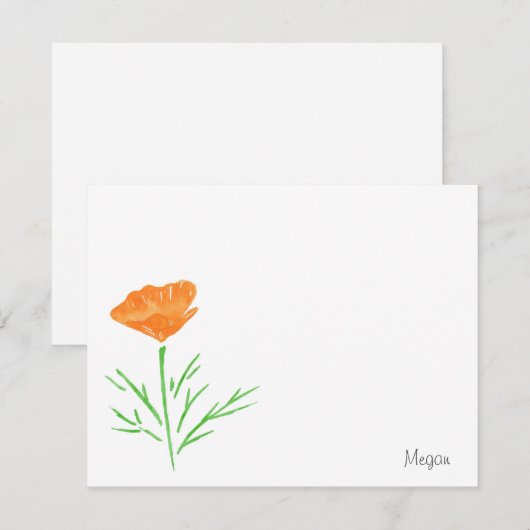 CA Waterverf Poppy Notitiekaartje (Voorkant / Achterkant)