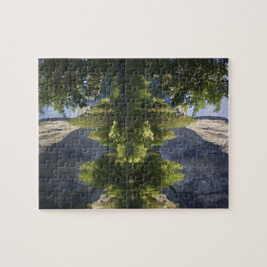 CA, Yosemite NP, El Capitan weerspiegeld in Merced Legpuzzel (Horizontaal)