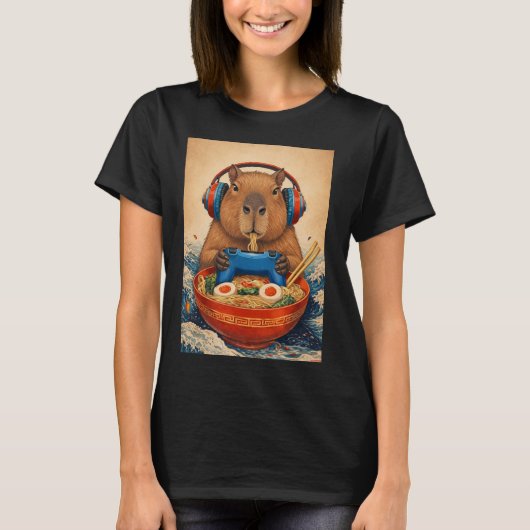 Caapybara Ramen Japanse Grappige Grafische T-shirt (Voorkant)