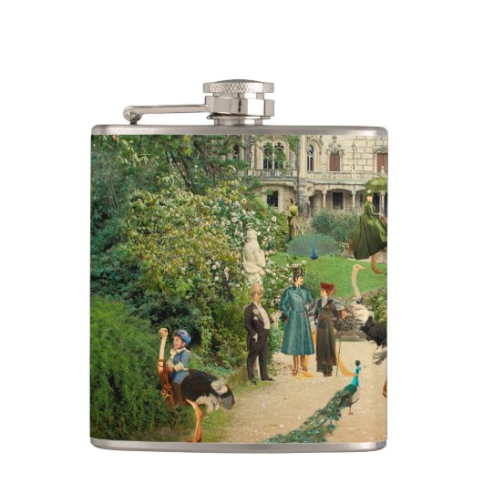 Cabalgando avestruces en A Regaleira (Portugal) Heupfles (Voorkant)