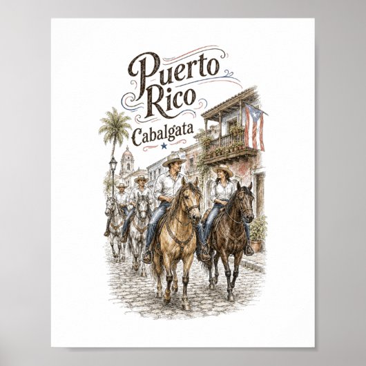 Cabalgata Puerto Rico Paardrijden 8x10 Poster (Voorkant)